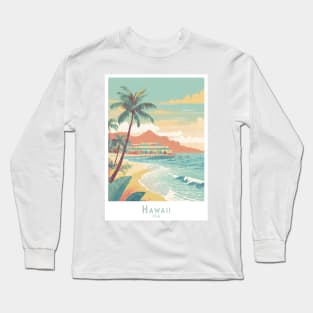 Hawaii Vintage Travel Poster Long Sleeve T-Shirt